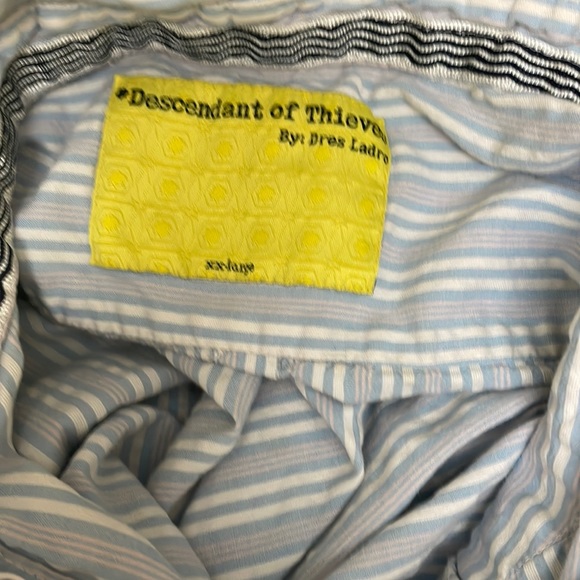 Descendant of Thieves Blue White Pink Stripes shrt slv button down sz XXL GUC - Picture 6 of 17